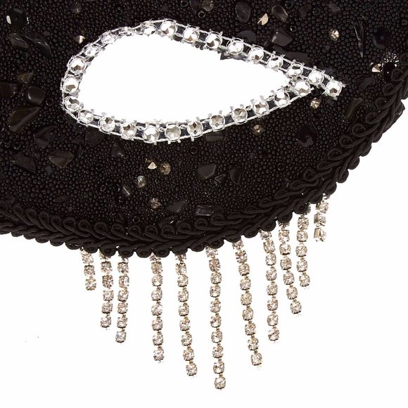 Halloween Fringe Mysterious  Accessories Costumes Eyes Black Mask One Size New - Picture 5 of 7